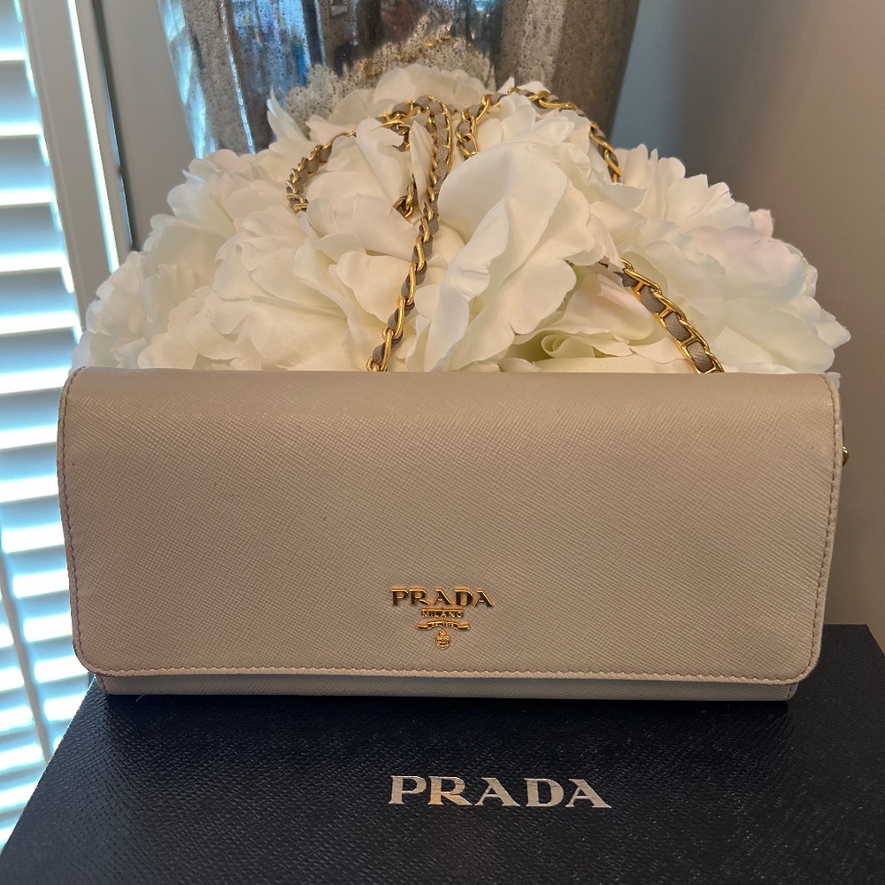 Prada Saffiano Leather Wallet on Chain